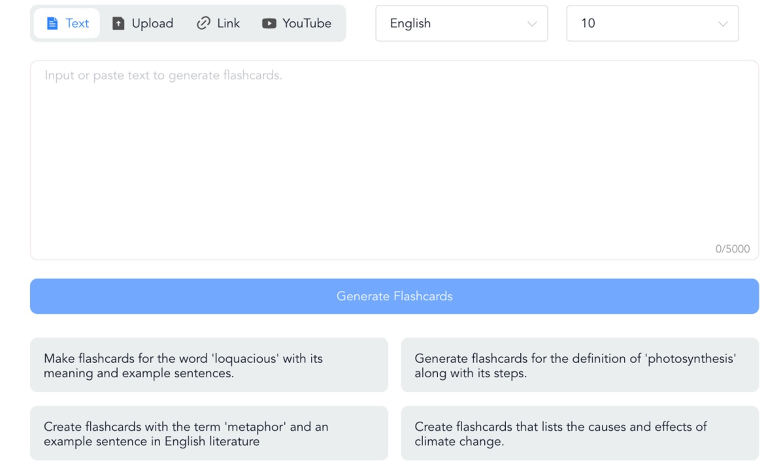 Figura 14. Creación de flashcards en NoteGPT.